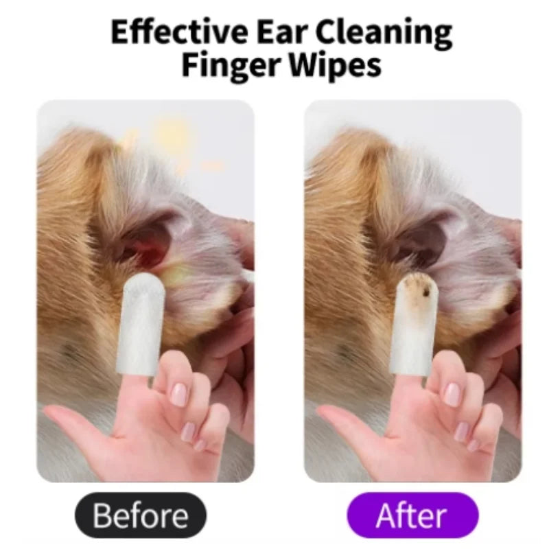 Disposable Pet Ear Cleaning Finger Wipes — 50-Count, Dogs & Cats