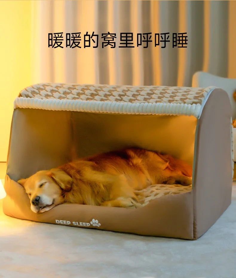 Quilted Winter Dog Den Bed