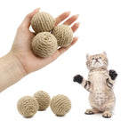 Hand-Woven Hemp Rope Cat Ball Set — Crinkle Sound Scratch Toy