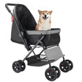 4-Wheel Pet Travel Carriage with Reversible Handle & Mesh Windows — 44 lb Capacity