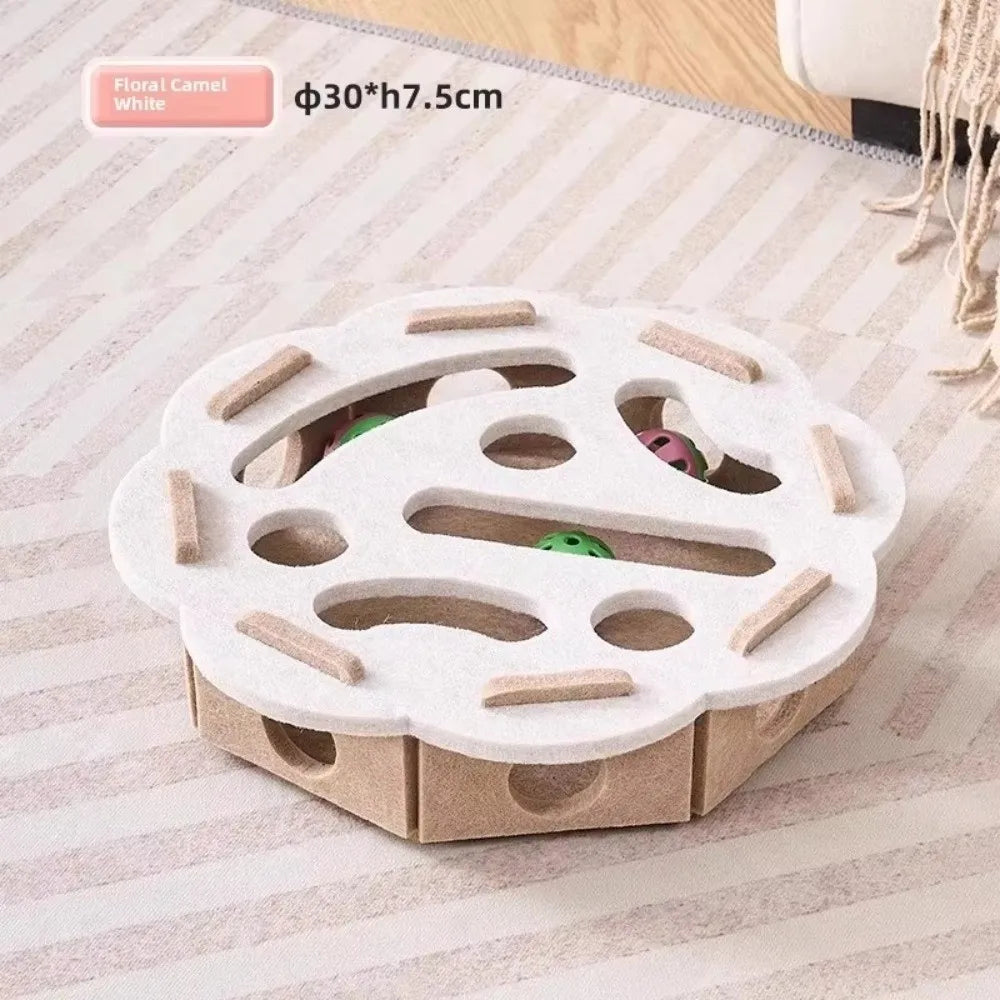 Cat Scratching Post with Felt Puzzle Box — 2-in-1 Enrichment Toy