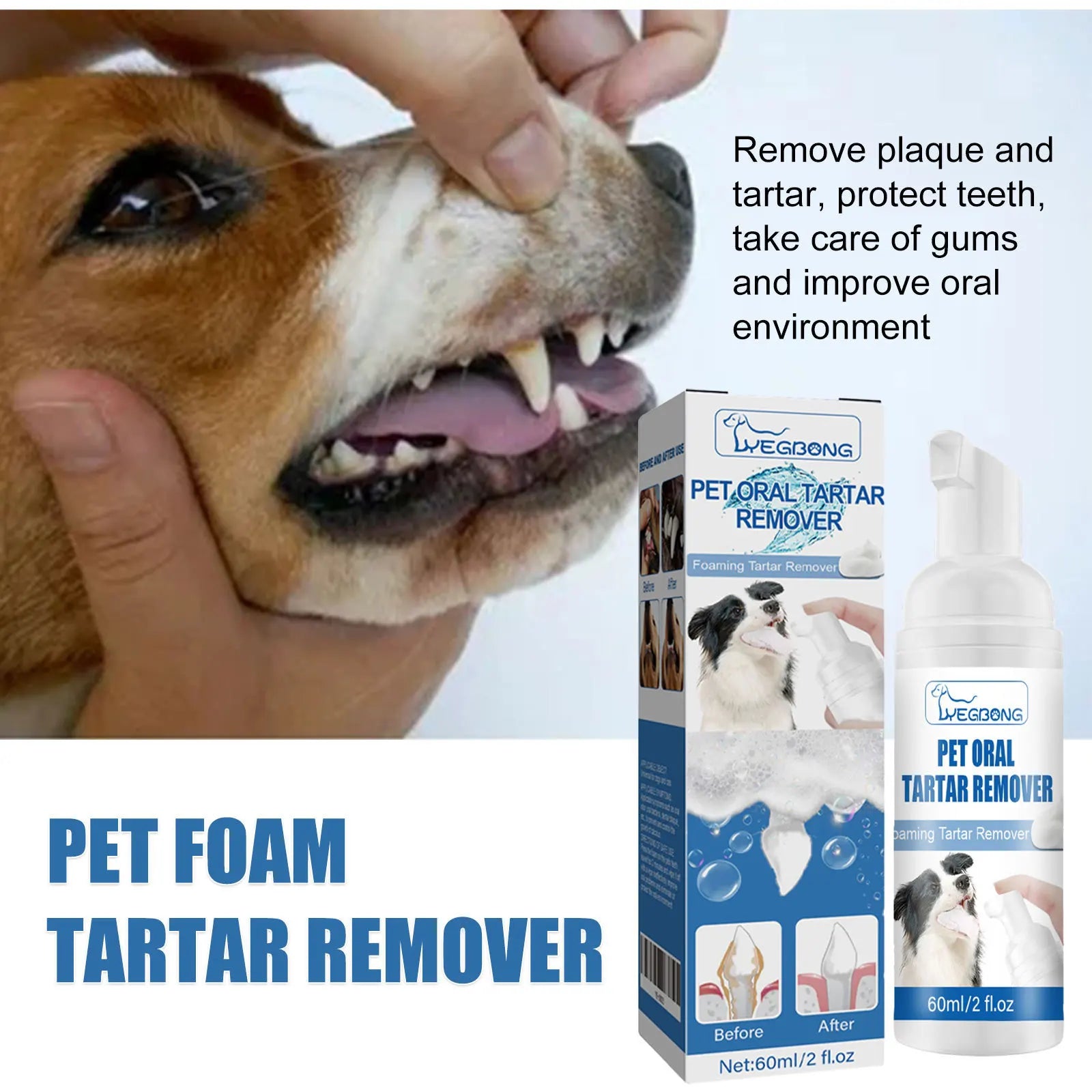 Pet Mouth Cleaning Foam — Natural Tartar Remover, 12-Hour Fresh Breath