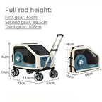 Pet Travel Luggage Cart with Folding Handlebar — Oxford Fabric, Breathable Mesh & Quiet Wheels