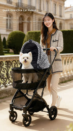 Portable Foldable Pet Stroller for Small Cats & Dogs with All-Terrain Wheels & Adjustable Handle