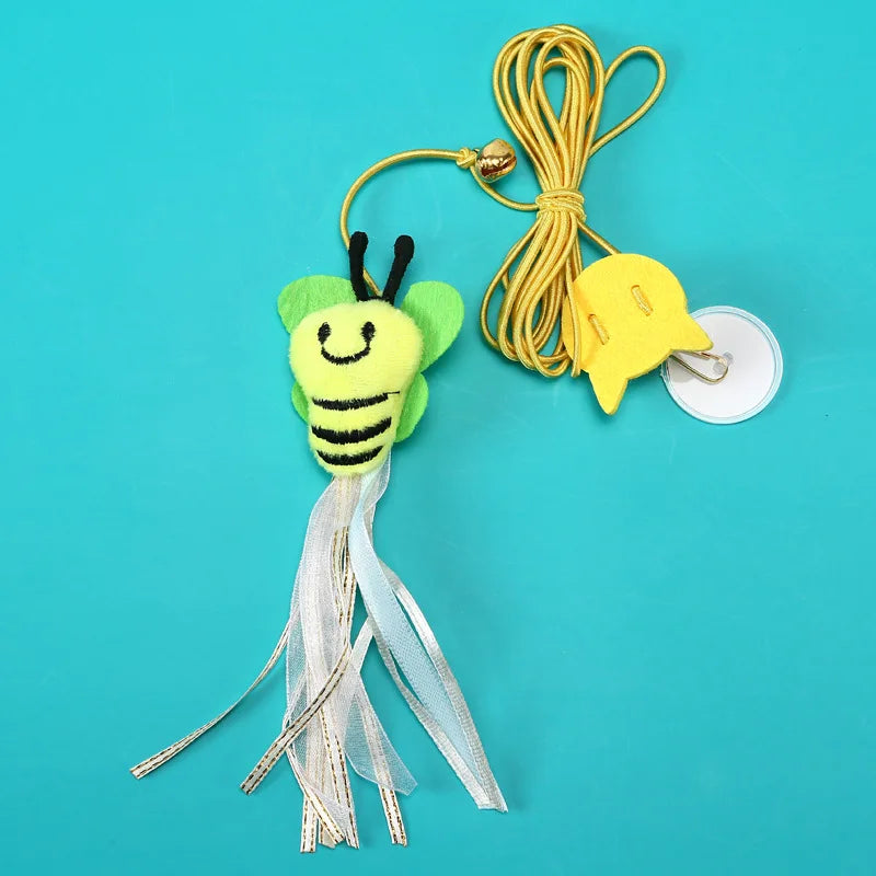 Hanging Cat Toy with Telescoping Rope & Feather — Interactive Kitten Scratch & Play Simulation Toy