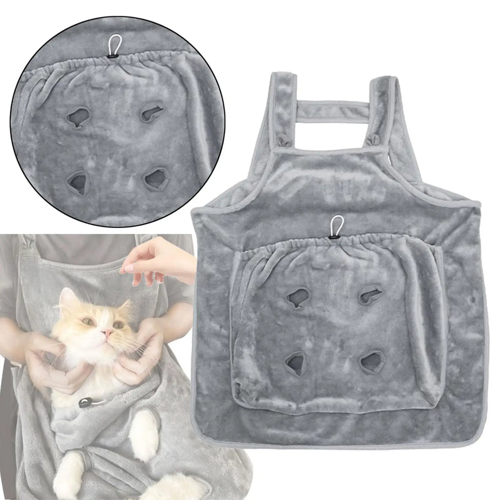 Cat Carrier Cuddle Apron (Soft Fleece, Hair Prevention, Warm Blanket)