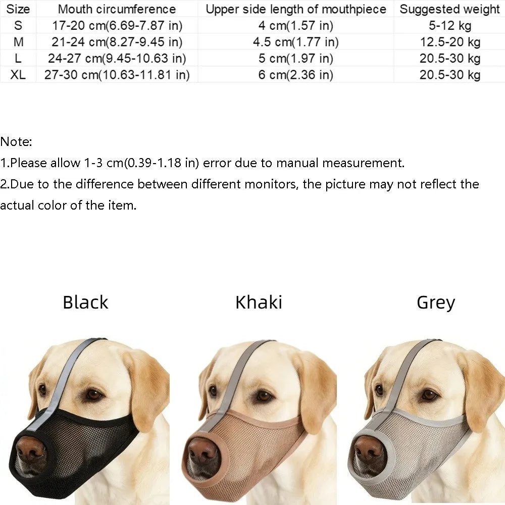 Breathable Mesh PVC Dog Muzzle (Washable, Adjustable, All Breeds)