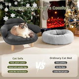 Cat Sofa Bed with Removable Velvet Cover & Pine Wood Legs