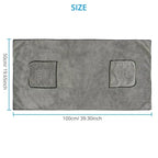 Large Pocket-Design Pet Bath Towel — Quick-Drying, 50x100cm