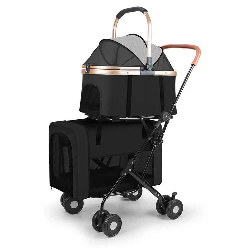 Detachable Double-Decker Cat & Dog Outdoor Stroller — Two-Level