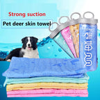 Synthetic Deerskin Pet Towel with Storage Bucket — Ultra-Absorbent Quick-Dry