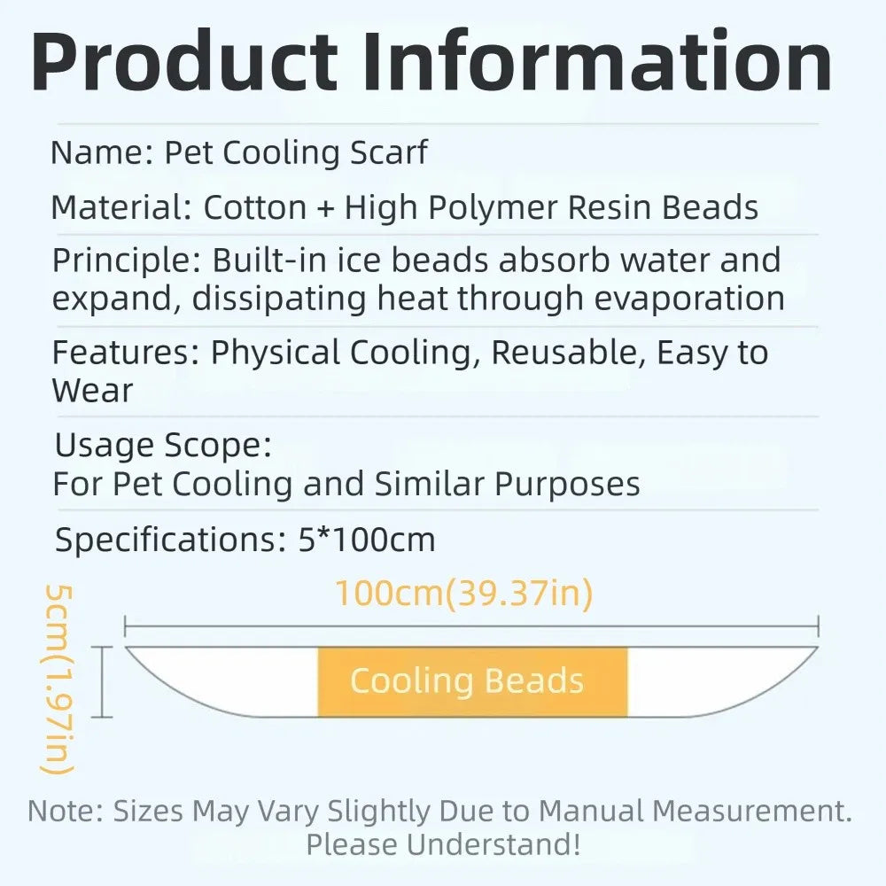 Pet Cooling Ice Scarf Set (2-Pack, Fast Cooling, Reusable Neck Ring)