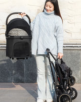 【One-Click】 Pet Stroller with Removable Carrier 35lbs Foldable Compact Travel Pet Stroller for Small to Medium Pets cats and dog