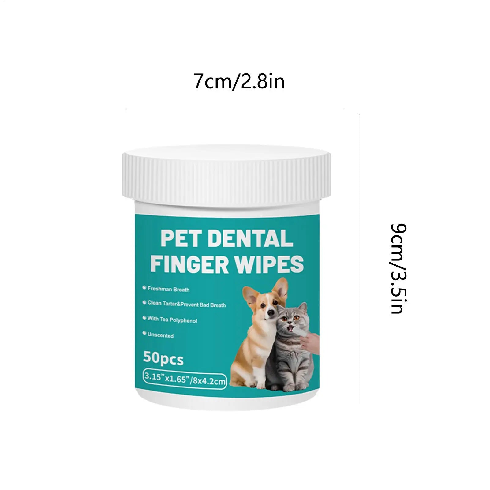 Disposable Finger Toothbrush Wipes for Pets — Fresh Breath, 50-Pack