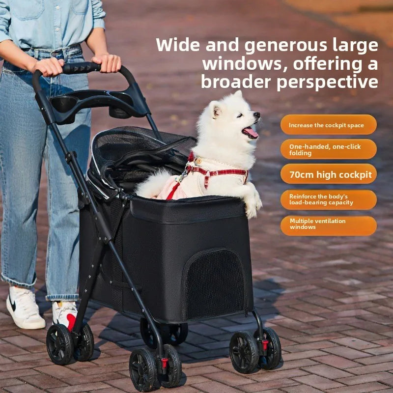 Lightweight Foldable All-Purpose Outdoor Dog Cart for Medium & Large Breeds
