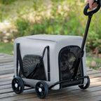 Breathable Mesh Foldable Pet Stroller with Telescoping Handle for Cats