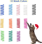 12-Pack Colorful Coil Spring Cat Toys — Durable Heavy Plastic Spiral Springs for Indoor Cats