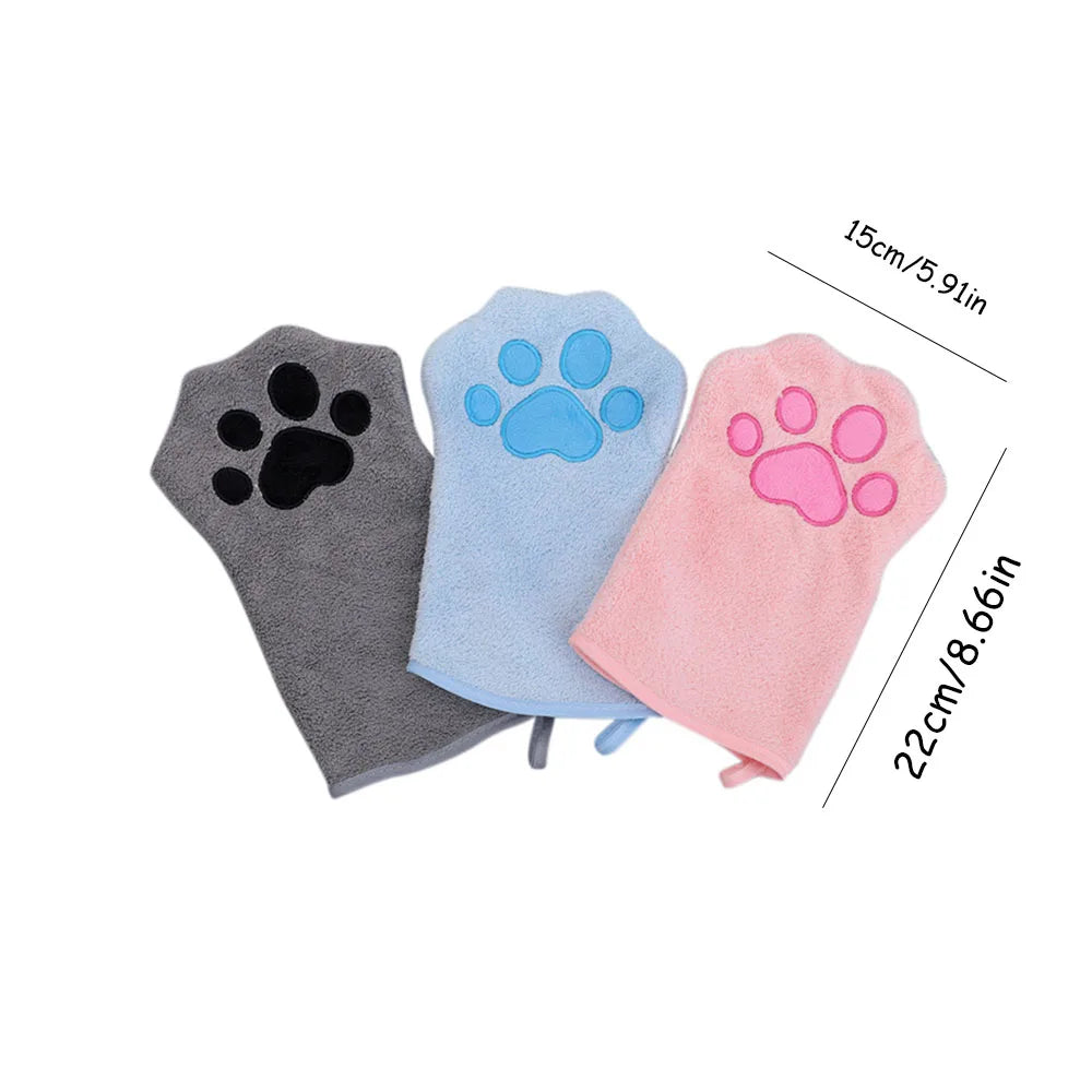 Coral Fleece Pet Towel Glove — Quick-Drying Absorbent Cleaning Cloth