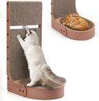 L-Shape Cat Scratcher with Bed & Toy Balls (26.8in)