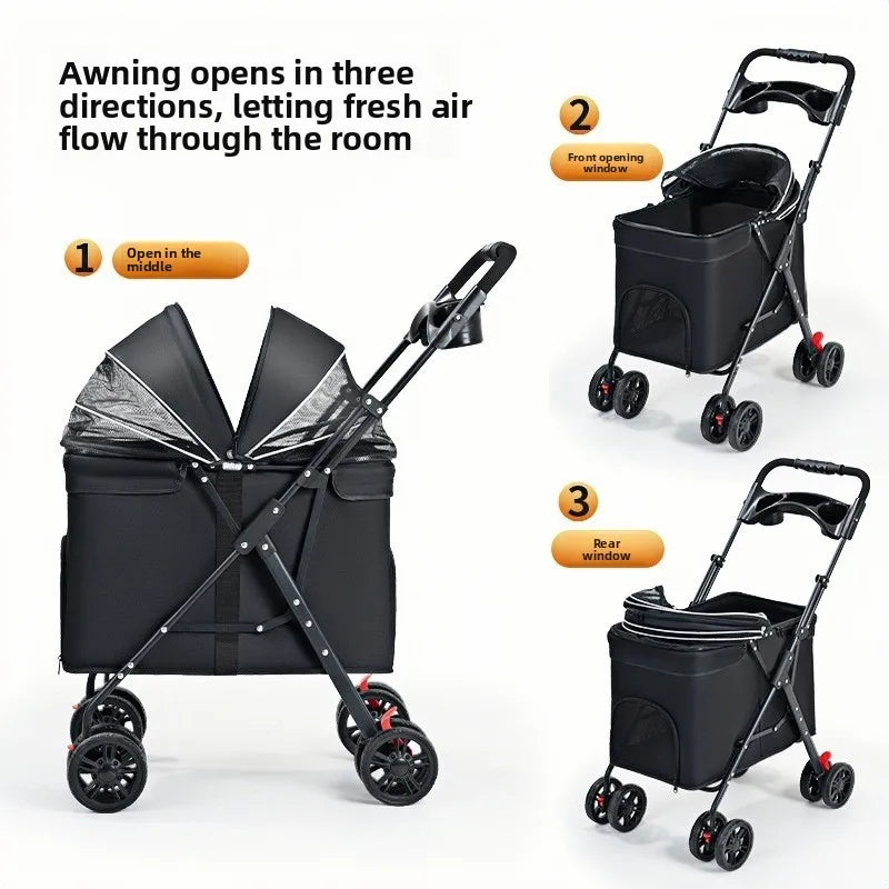 Lightweight Foldable All-Purpose Outdoor Dog Cart for Medium & Large Breeds