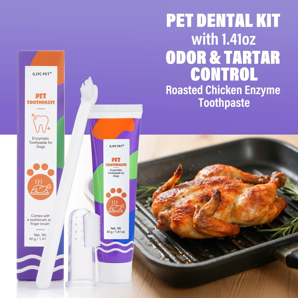 Enzymatic Dental Care Kit with Finger Brush — Roast Chicken Flavor