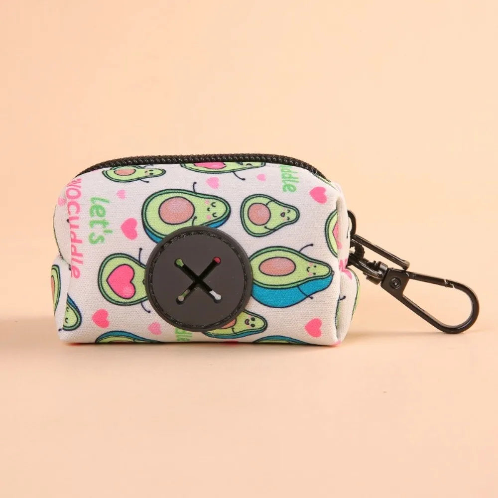 Fruit Pattern Poop Bag Holder (Waterproof, Buckle, Zipper Closure)