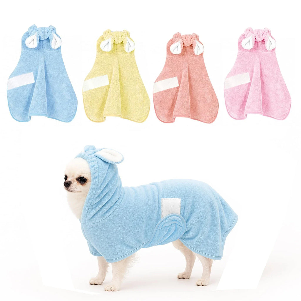 Hooded Pet Bathrobe — Adjustable Collar & Belly Strap, XS to L