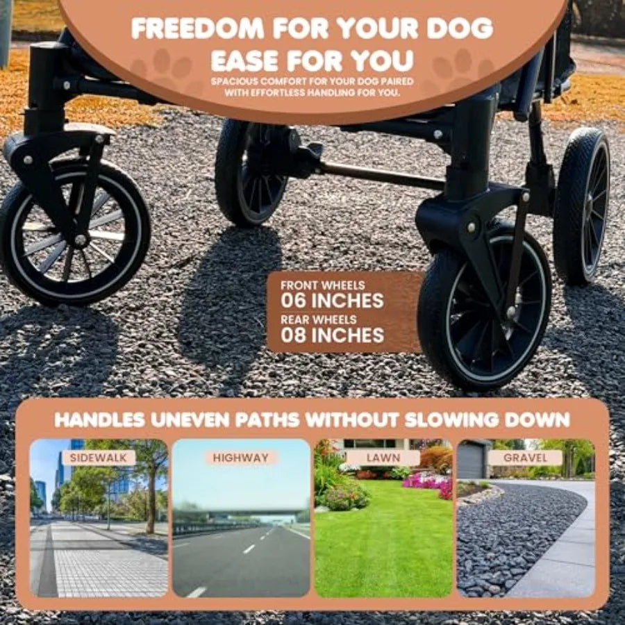 Premium All-Terrain Dog Stroller with Carbon Steel Frame for Medium Dogs — Max 55 lbs