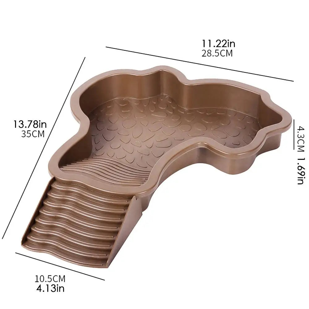 Reptile Bathing Pool with Ramp — Slip-Proof Soaking Tub for Turtles & Bearded Dragons