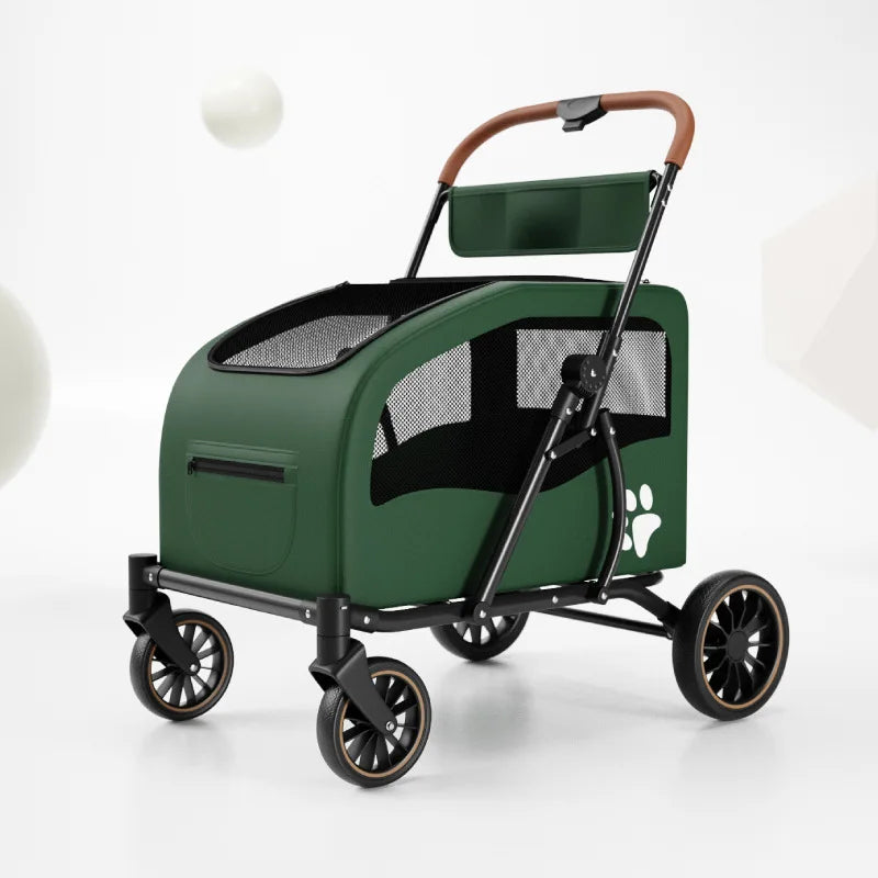 Multi-Function Foldable Pet Stroller for Senior, Medium & Large Dogs — Portable Outdoor Travel Trolley