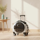 Pet Carrier with Wheels Transparent Pet Carrier Suitcase Hard-Sided Cats, Small Dogs, Travel, Airport, Professional Visits