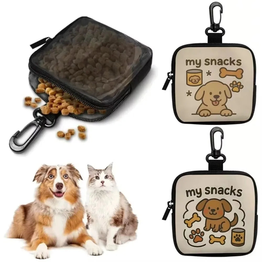 Dog Treat Pouch with Window (PVC Lining, Zipper, Waist Belt Clip)