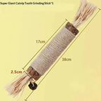 Natural Wood Knotweed Cat Teething Sticks — Sisal Rope & Raffia