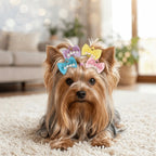 Bow & Crown Pet Hair Ties 20-Pack (Elastic Band, Cartoon, Soft Texture)