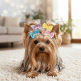 Bow & Crown Pet Hair Ties 20-Pack (Elastic Band, Cartoon, Soft Texture)