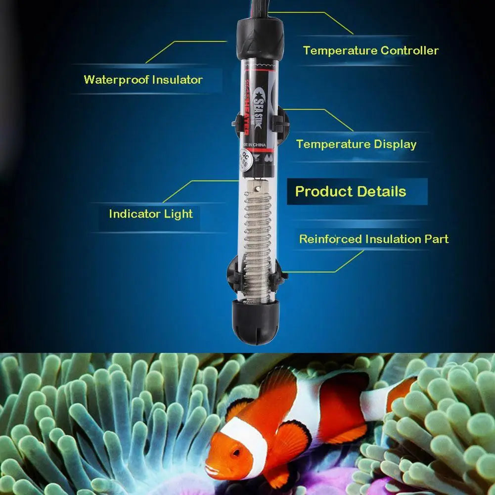 Adjustable Aquarium Heater Rod (110V–220V, Thermostat, Submersible)