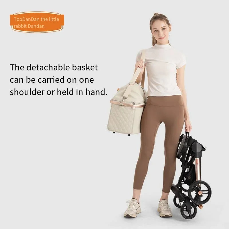 Foldable Detachable Double Pet Stroller for Two Dogs & Cats