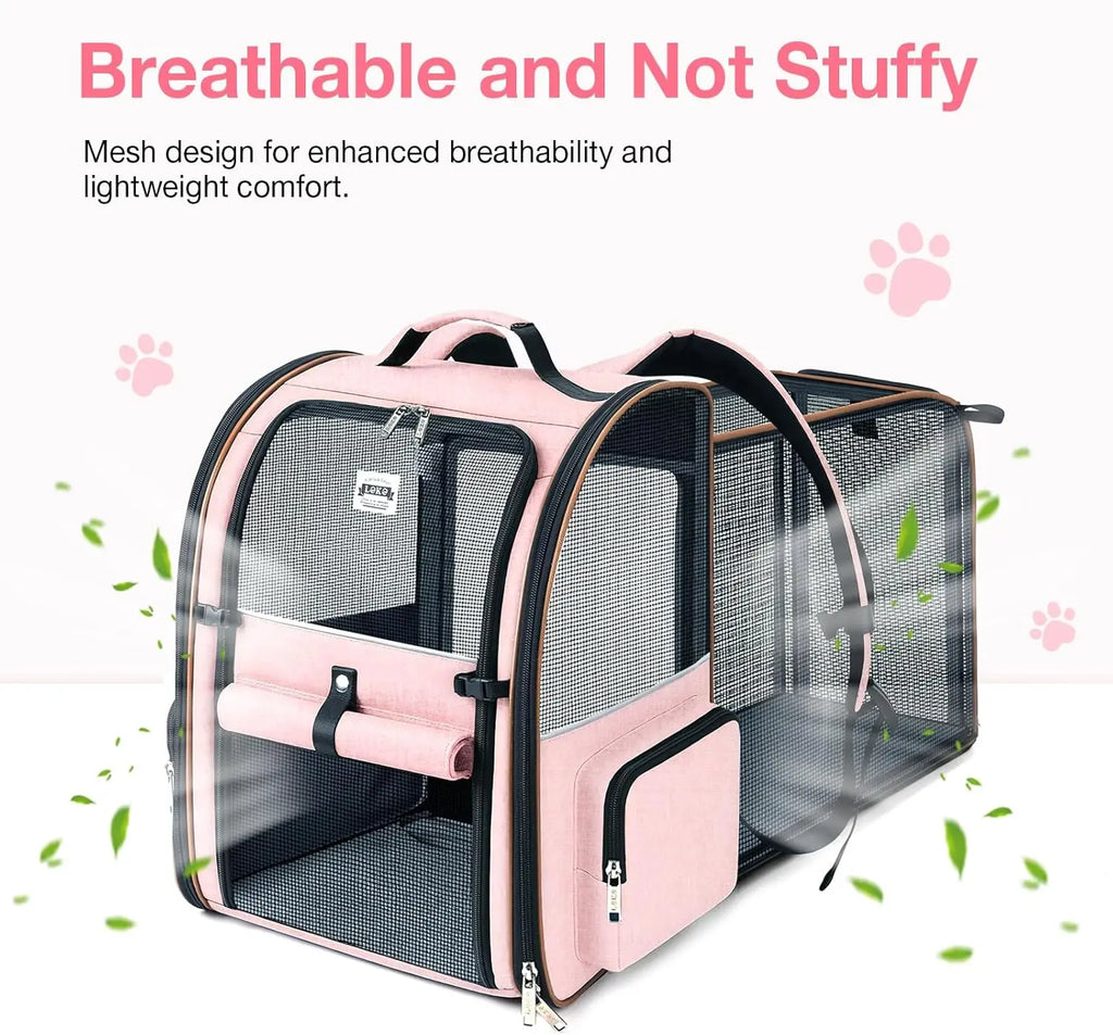 Large Expandable Foldable Pet Carrier Backpack for Dogs, Puppies & Medium Cats up to 18 lbs