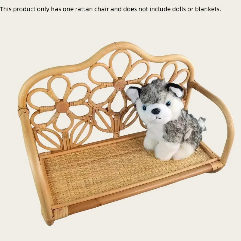 Handwoven Rattan Cat Sofa Bed & Photo Prop
