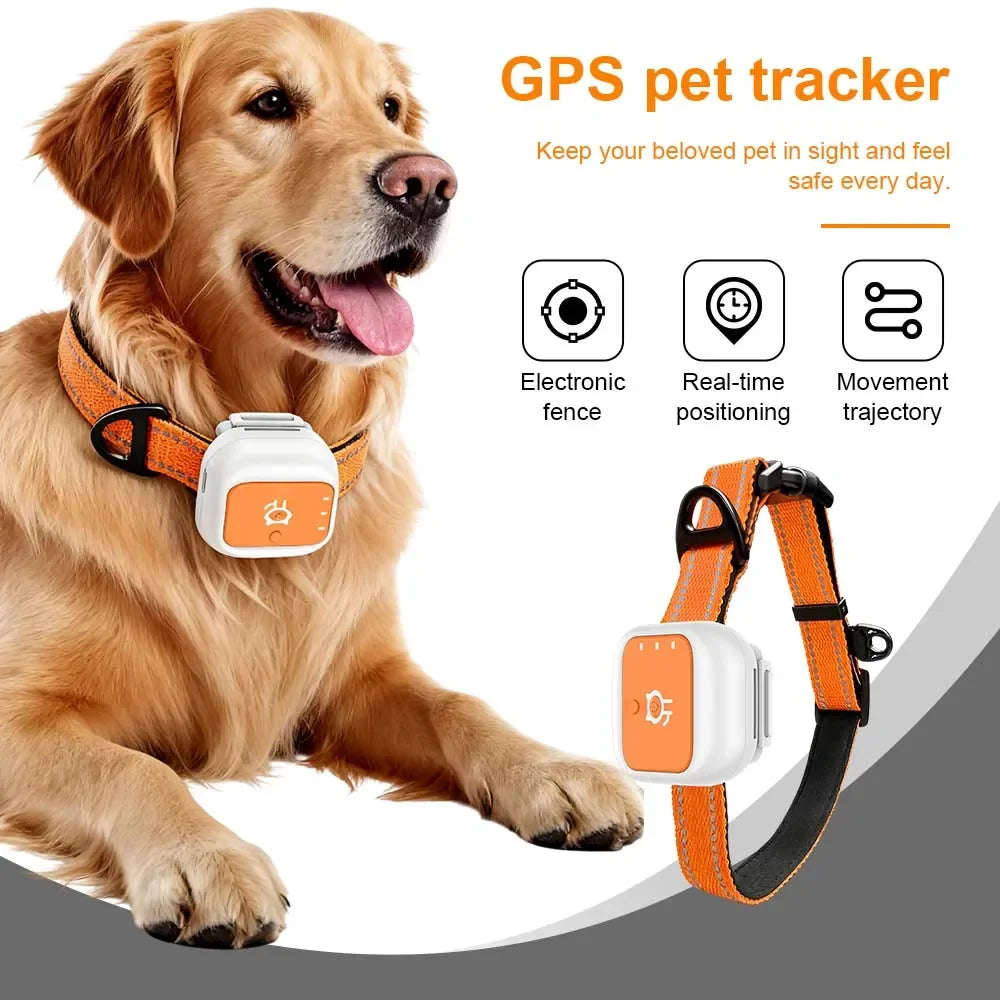 Mini GPS Pet Tracker Collar with Movement Alerts for Dogs & Cats