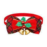 Christmas Bow Tie Collar with Bell (Red & Plaid Design)