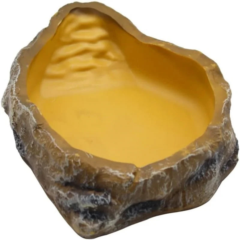 Resin Rock Food & Water Bowl for Reptiles — Naturalistic Terrarium Dish