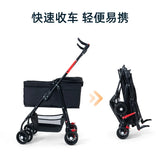 Hot Sale Luxury Four-Wheel Foldable Dog Cart Separable Basket Breathable Pet Carrier for Outdoor Travel Baby Carriage Not Stuffy