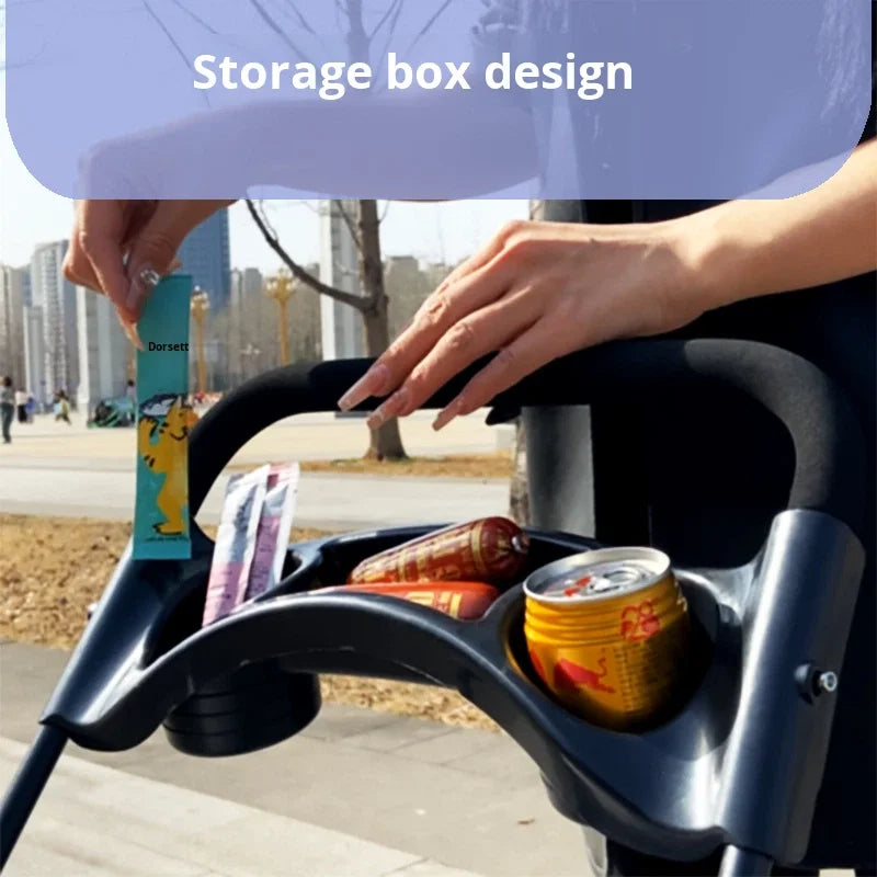 Luxury Lightweight Foldable Outdoor Pet Stroller with Detachable Mesh Storage Basket