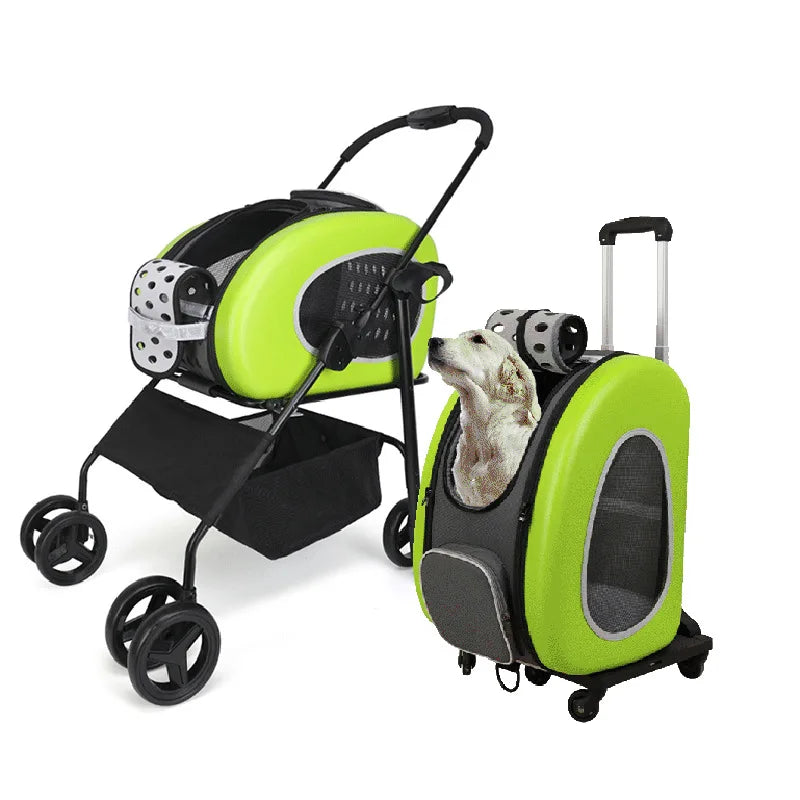 Cat Backpack & Foldable Pet Trolley Hybrid Carrier for Cats & Small Dogs