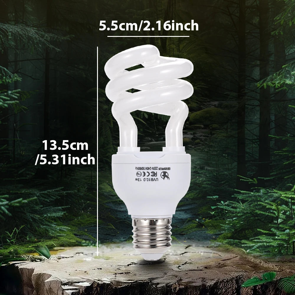 UVB Reptile Basking Lamp — 13W E27 Bulb for Vitamin D3 & Calcium Absorption