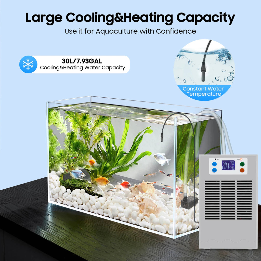 Aquarium Chiller & Heater Cooling Machine (100W, 30L, Dual Temp Control)