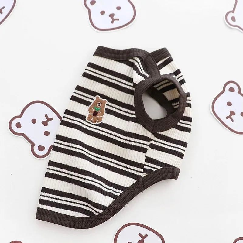 Striped Cat T-Shirt — Stretchy Breathable Slip-On Tank Top