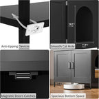 57in Wooden Litter Box Enclosure with Shelves & Hooks