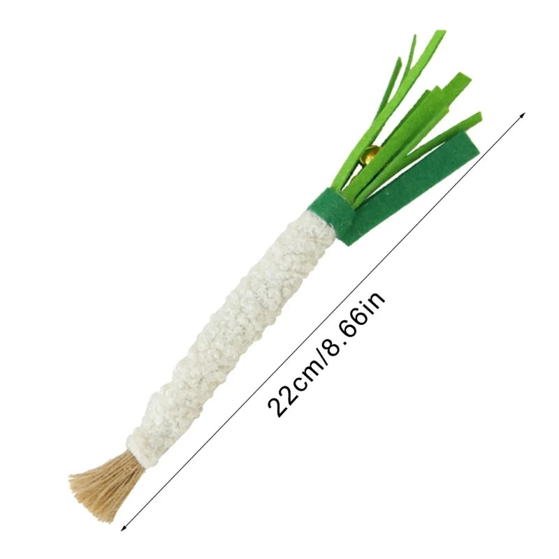 3-Piece Silvervine Scallion Shape Cat Chew Toy — Raffia Teeth Cleaning Cat Toy Set